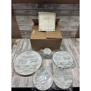 Lenox Fine China 5 pc. Place Setting Ivory Gold Trim Embossed Made in USA Hannah